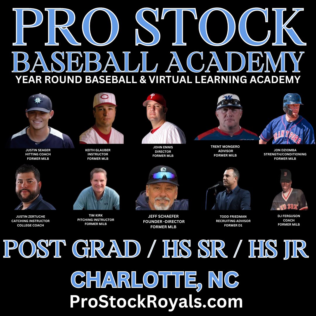 Charlotte's 1st yr rd baseball development and virtual learning academy Visit our website Prostockroyals.com See FAQ's Home Facility: youtu.be/oA9kQvN0w1E?fe…