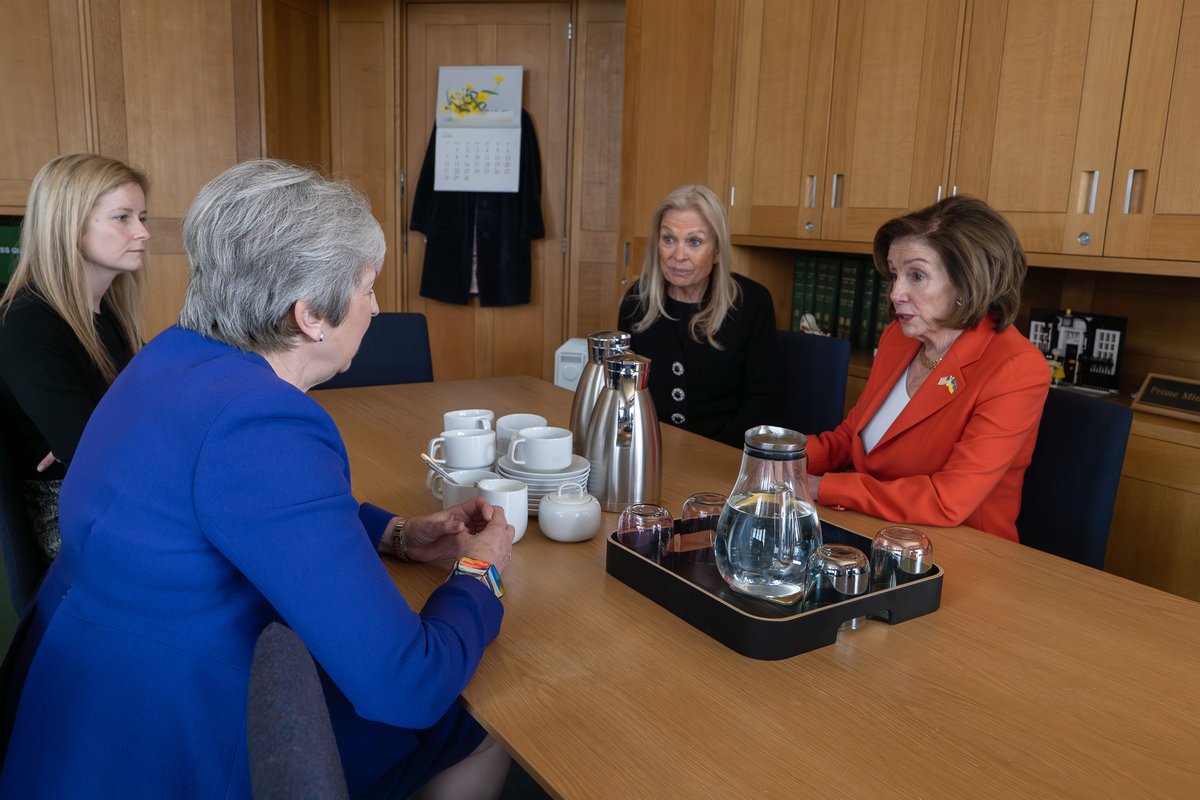 Great discussion with @theresa_may and  @SpeakerPelosi today about our shared priorities, particularly in efforts to combat violence against women, an issue that is close to all our hearts.