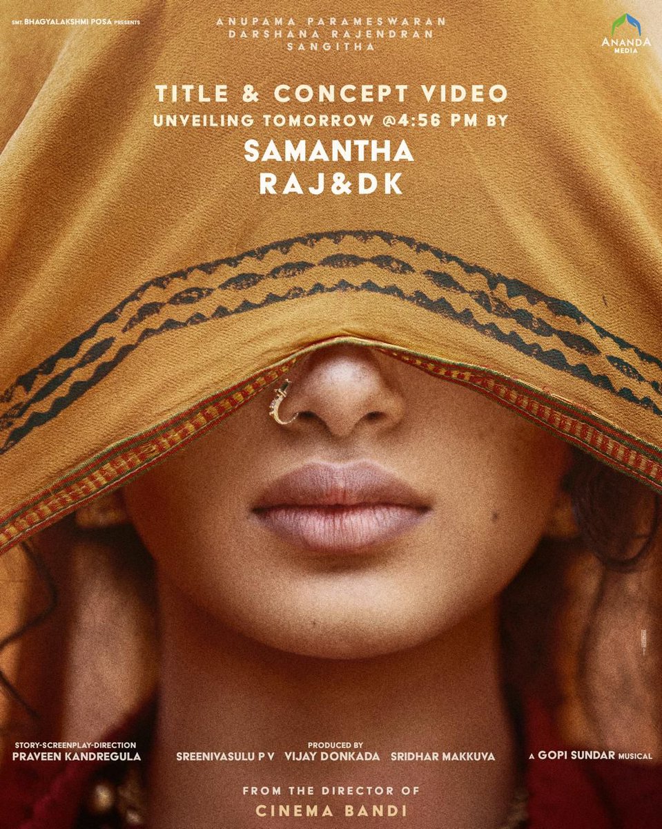 TrackTwood's tweet photo. #ProductionNo1 - Title & Concept Video Launch by our very own @Samanthaprabhu2 & @rajndk TOMORROW at 4:56 PM
@anupamahere @darshanarajend @sangithakrish @praveenfilms @VijayDonkada @GopiSundarOffl #AnandaMedia https://t.co/5o5qdDJa3E