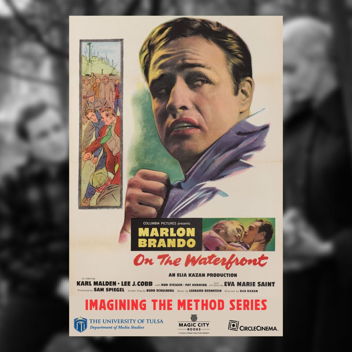 TOMORROW 4/26! 7pm. Circle Cinema. Our “Imagining the Method” series w/ @circlecinema, and @utulsa continues Friday (4/26) w/ On the Waterfront! Our guest: writer/actor Barry Friedman talks about studying w/ legendary acting coach, Uta Hagen, NY theatre, and more. Tix just $10.