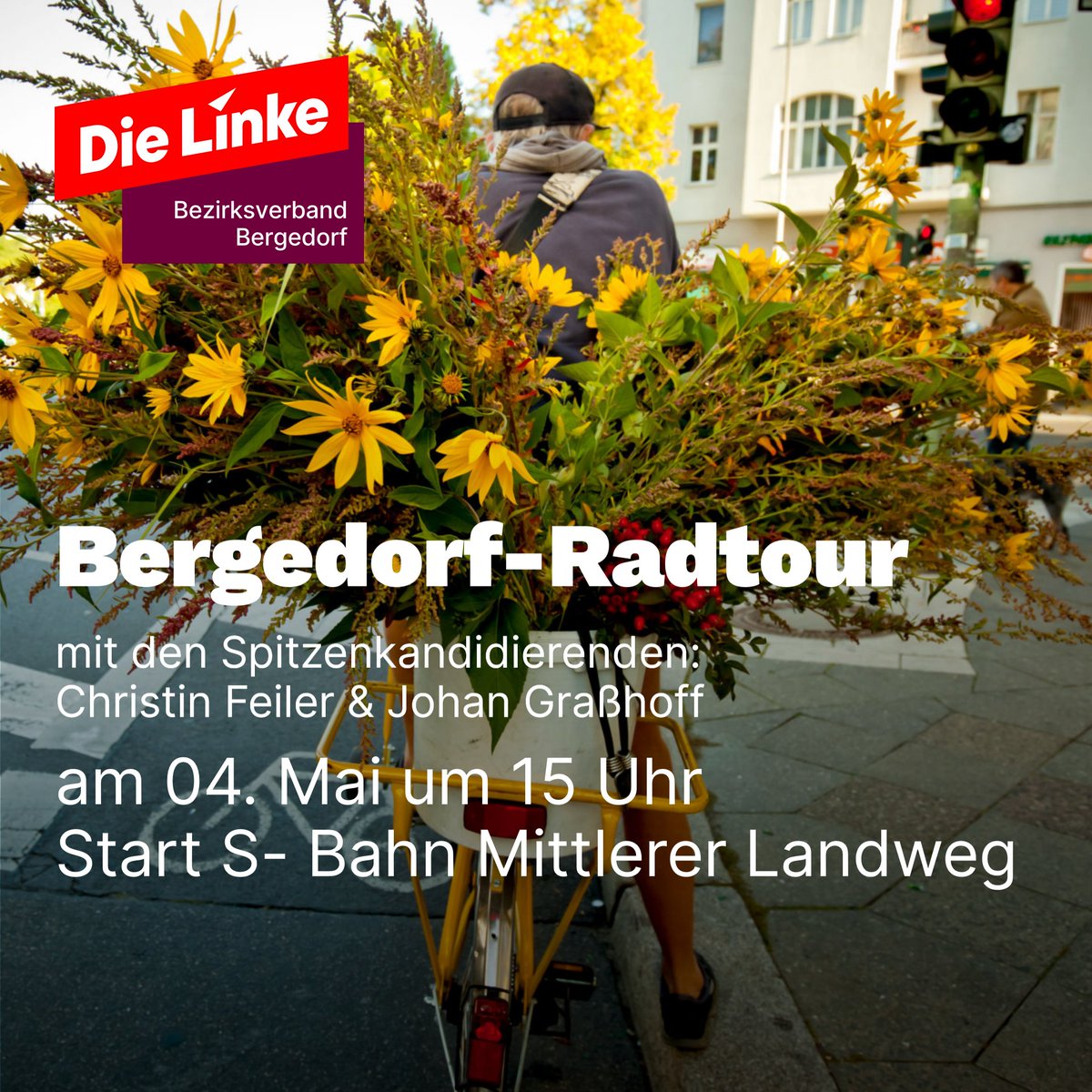Kommt und radelt mit uns durch den Bezirk 🚴‍♀️🚴‍♂️ 📆 Sa. 04.05 ⏰ 15Uhr 📍 S-Bahn Mittlerer Landweg #Bergedorf100ProzentSozial