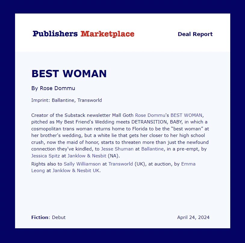 My debut novel BEST WOMAN (holy shit) is an ode to romantic comedies, Florida, messy heroines, and messier families. I’m so excited for you to read it!