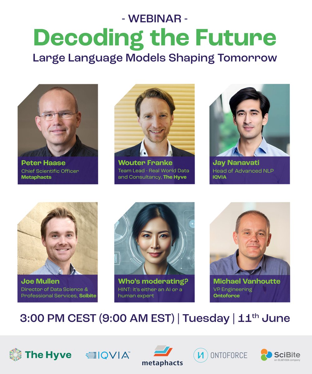 We are ecstatic to announce our upcoming webinar, “Decoding the Future: Large Language Models Shaping Tomorrow. ”. Mark your calendars for June 11th, 2024, at 15:00 CEST (09:00 AM EST). Register now here: lnkd.in/esmaqJvm. #LifeSciences #LLMs #GenerativeAI #Bioinformatics