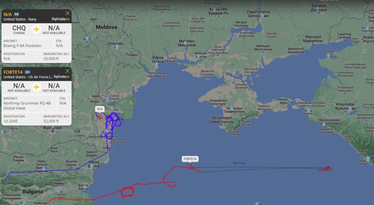 ❗️Anxiety is growing in Crimea: a whole 'zoo' of drones is flying over the peninsula

It is reported that the Crimean Bridge is closed. A NATO scout was spotted near the peninsula.

In addition, the enemy has increased reconnaissance with at least 5 types of drones. The Armed…