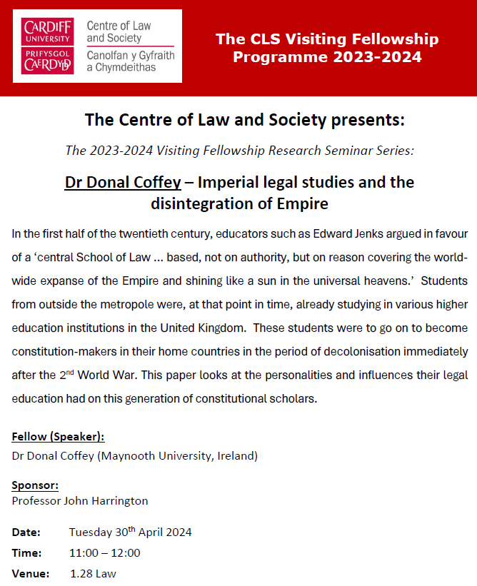 On Tuesday I'll be giving a talk in Cardiff as part of my visiting fellowship with @CLS_Cardiff where I'll be talking a little bit about the South Asian students who studied in the metropole and went on to write their independence constitutions. Looking forward to it.