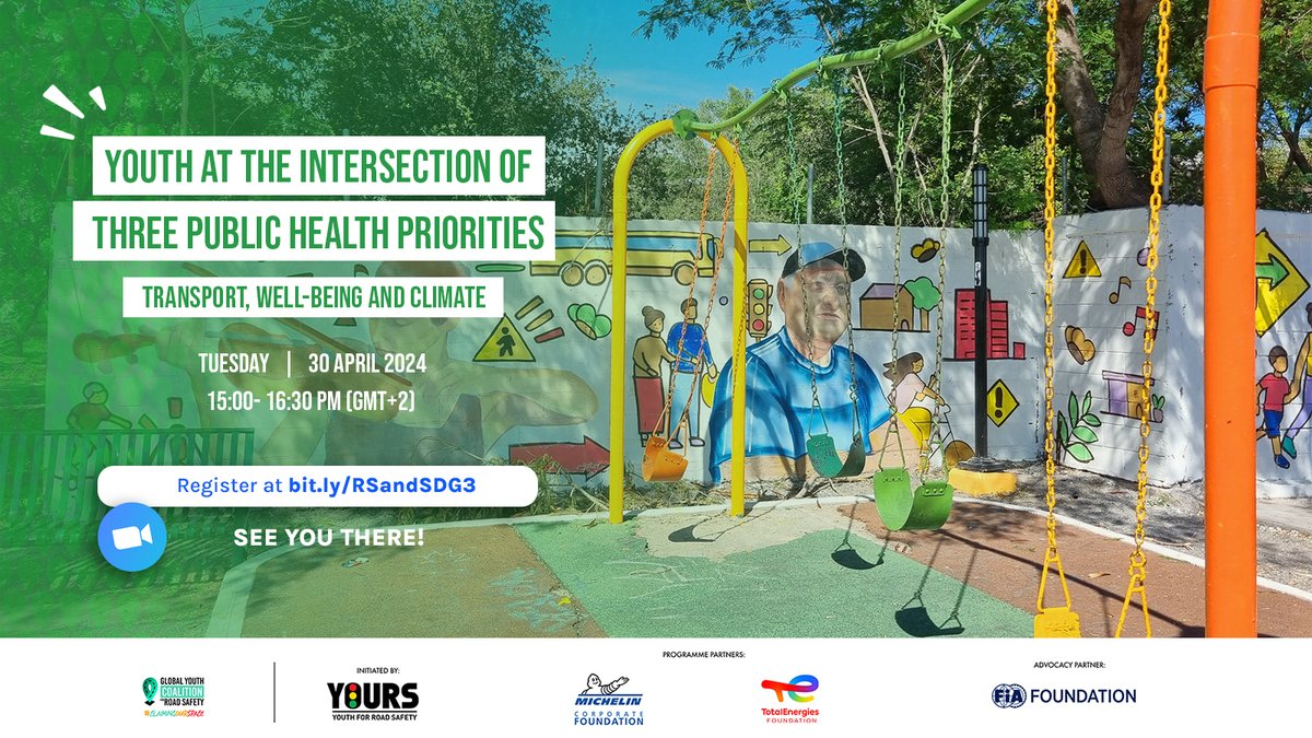 Join the webinar titled Youth at the Intersection of Three Public Health Priorities on Tuesday, April 30, at 15:00 CET We will discuss challenges faced by youth around unsafe transport systems and launch the last Policy Brief on Health and Roar Safety 🌱 us06web.zoom.us/meeting/regist…