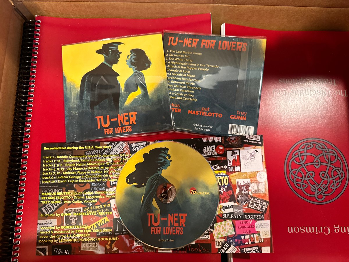 treygunn's tweet photo. New Tu-Ner CD packages arrived today.
Official release date in two weeks.
https://t.co/l6oF1AZ4mJ
#tuner #patmastelotto #treygunn #markusreuter #kingcrimson #scorebook https://t.co/p8SBhksjSK