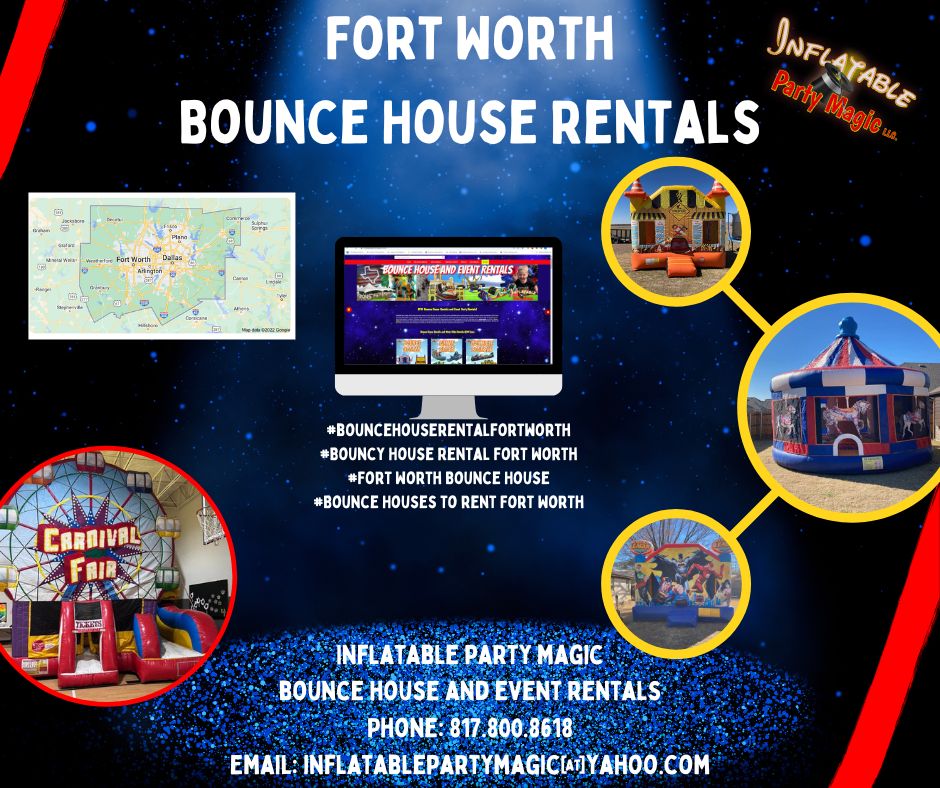 If you are planning a Fort Worth party, then don’t forget to rent your Fort Worth Bounce House Rental with Inflatable Party Magic. Kids (and adults) love having fun in a bounce house rental near Fort Worth. 

inflatablepartymagictx.com/fortworthtx/

#fortworthtx #dfwbouncehouse #bouncehouse