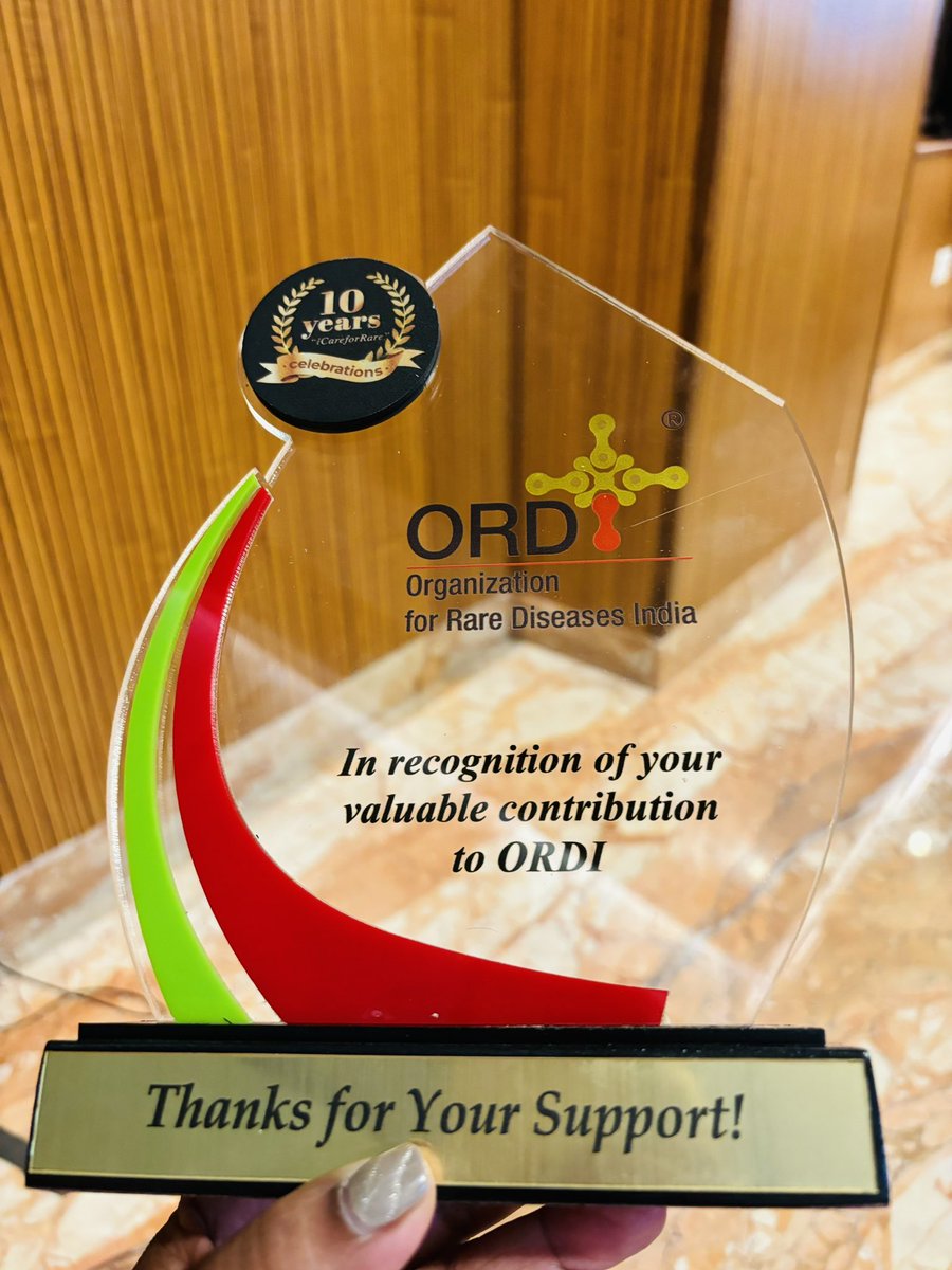 This is special @ORDIndia. Thank you for the honour, but a bigger thank you to you and your team for what you do for the cause of rare diseases in the country. The rare disease community has been such an inspiration