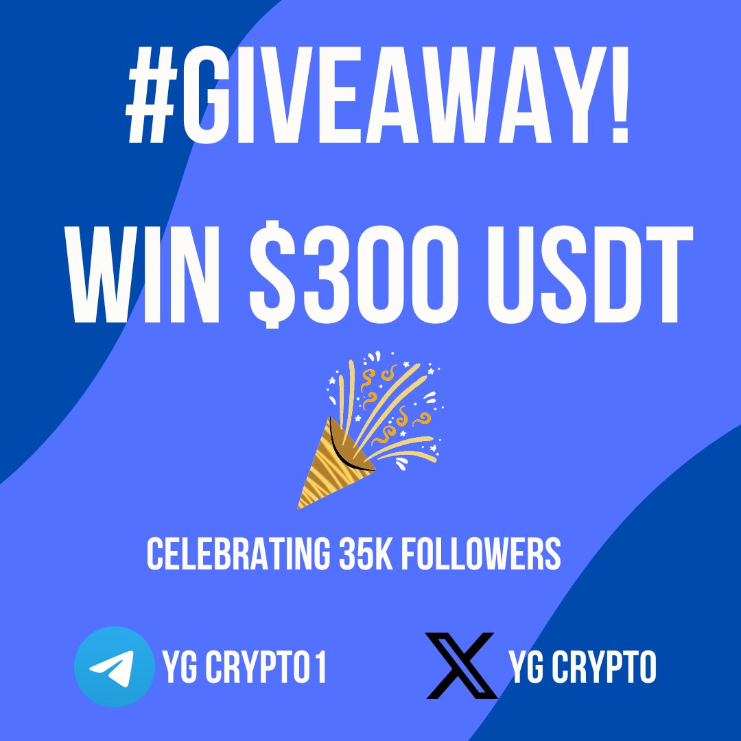 GIVEAWAY ALERT 🚨 

🔥35000 followers giveaway🔥

$300 #Giveaway for 1 winner !

To enter:
1: Follow @ygcrypto
2: Like & Repost this tweet
3: Tag a friend

The winner will be announced in 7 Days 🎁

#GiveawayAlert