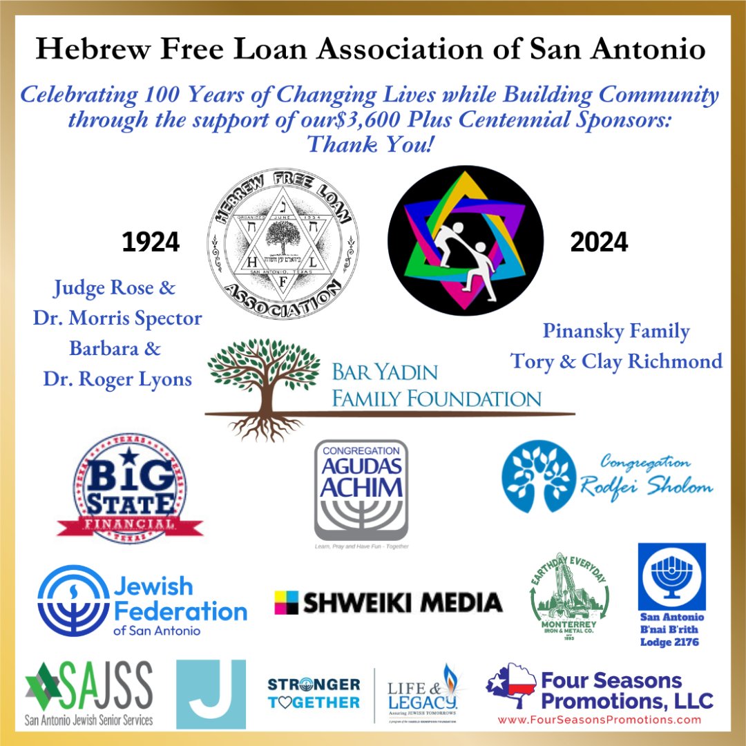 HSFAssociates's tweet photo. Daily Centennial Moment: Only 9 days to the HFLA-SA Centennial Celebration Picnic, Sunday, May 5th, 12-3 PM at the JCC. Tremendous appreciation to all our donors/sponsors. Please visit https://t.co/h6bQYy3tFG to make a donation to our Centennial Campaign. https://t.co/8XukPJbmbC