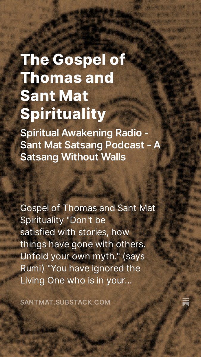 The Gospel of Thomas and Sant Mat Spirituality - Spiritual Awakening Radio Podcast @ YouTube: youtu.be/v0aKdk9C7bE 

@ Podcast Website: SpiritualAwakeningRadio.libsyn.com/gospel-of-thom… 

@ Apple: podcasts.apple.com/us/podcast/gos… 

@ Spotify: open.spotify.com/episode/5y4aUf…

#SuratShabdYoga #SpiritualLife #Spiritual