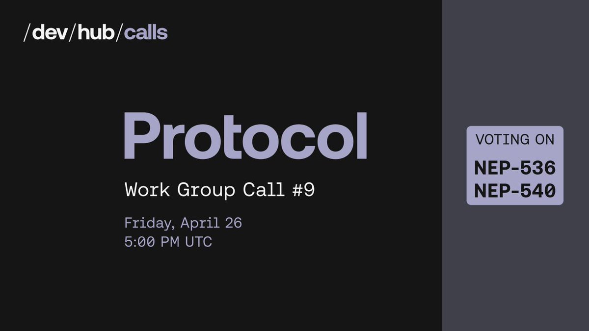 Less than 24 hours until our 9th #NEAR Protocol Work Group call! 

Join us to dive into NEP-536 , seeking to enhance protocol efficiency by reducing the number of gas refund receipts and optimizing gas usage within the Near ecosystem. 👉 github.com/near/NEPs/pull…

And NEP-540,