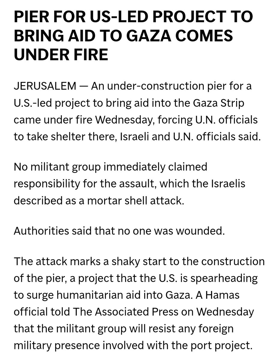 🚨While U.S. personnel are en route to Gaza to undertake construction on a temporary pier, the site has already come under attack with deadly weapons.🚨 Placing American service members in harm's way will not solve the underlying crisis in the Middle East and will continue to…