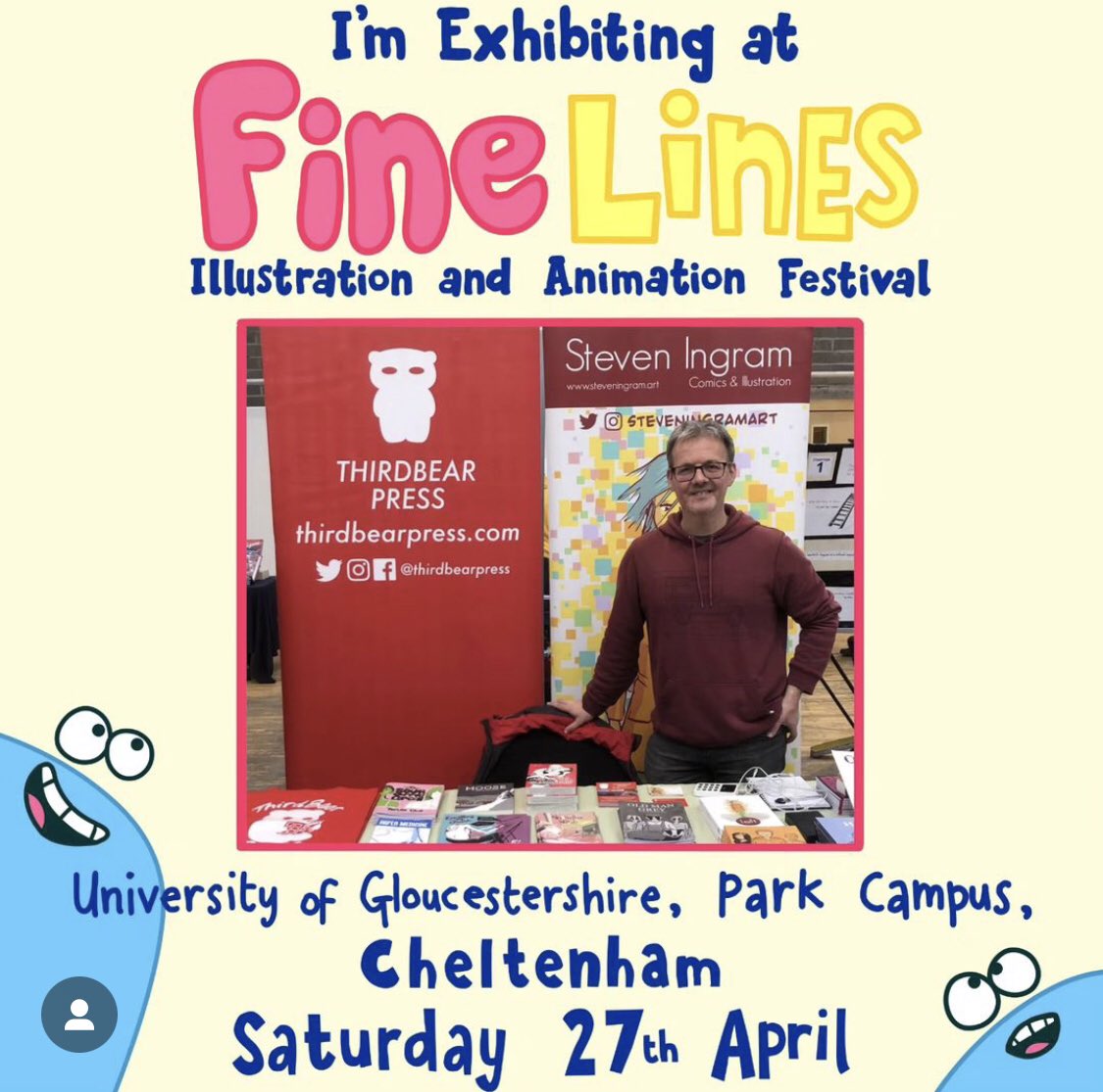 This Saturday I’ll be down in Cheltenham at the Fine Lines Illustration and Animation Festival!  Looking forward to it!

It’s at the University Park campus from 10-6. Hopefully see you there!

glos.ac.uk/event/fine-lin…