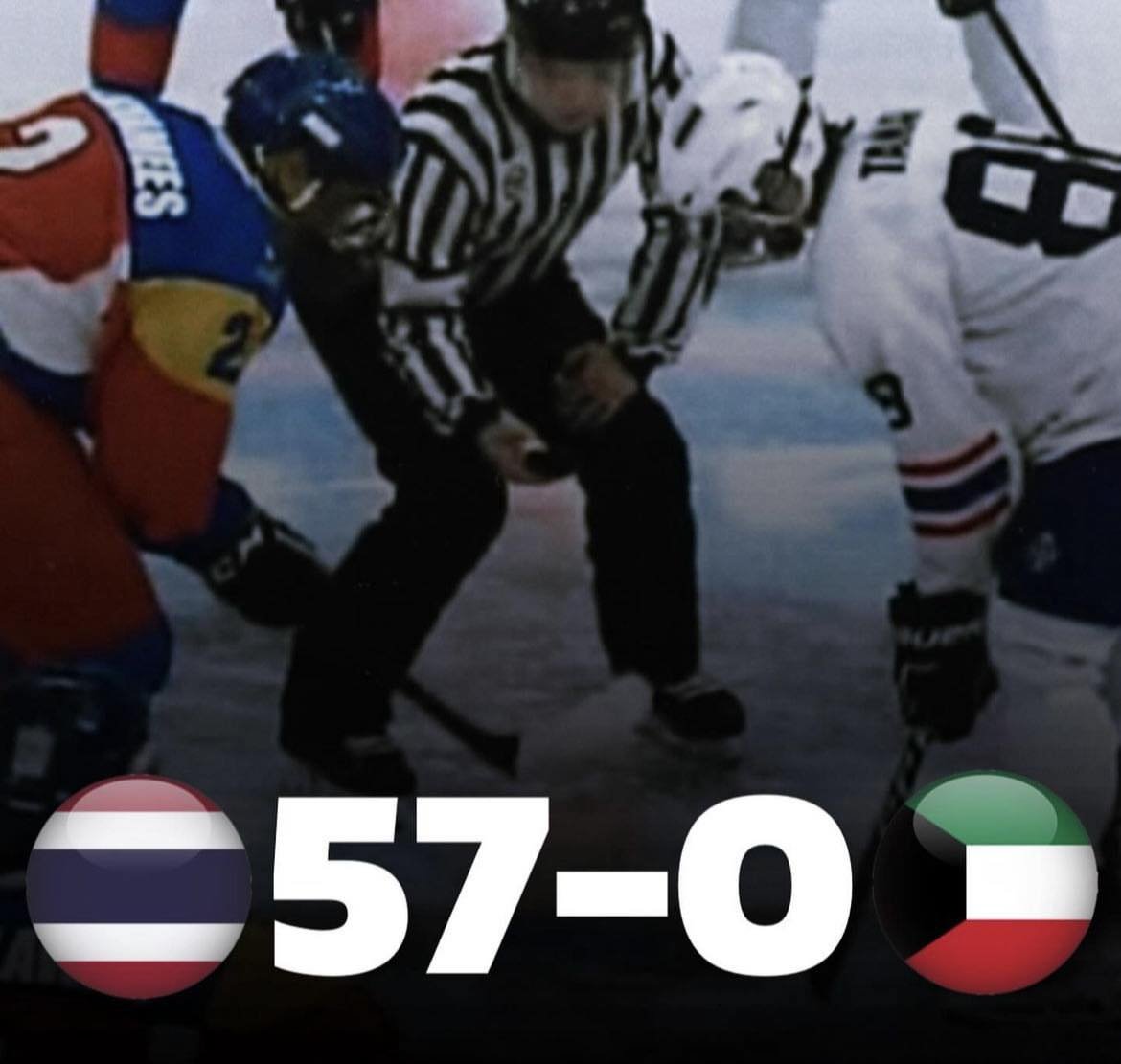 LOL 'Thailand just recorded the sixth-biggest blowout in international ice hockey history, with a 57-0 victory of Kuwait'