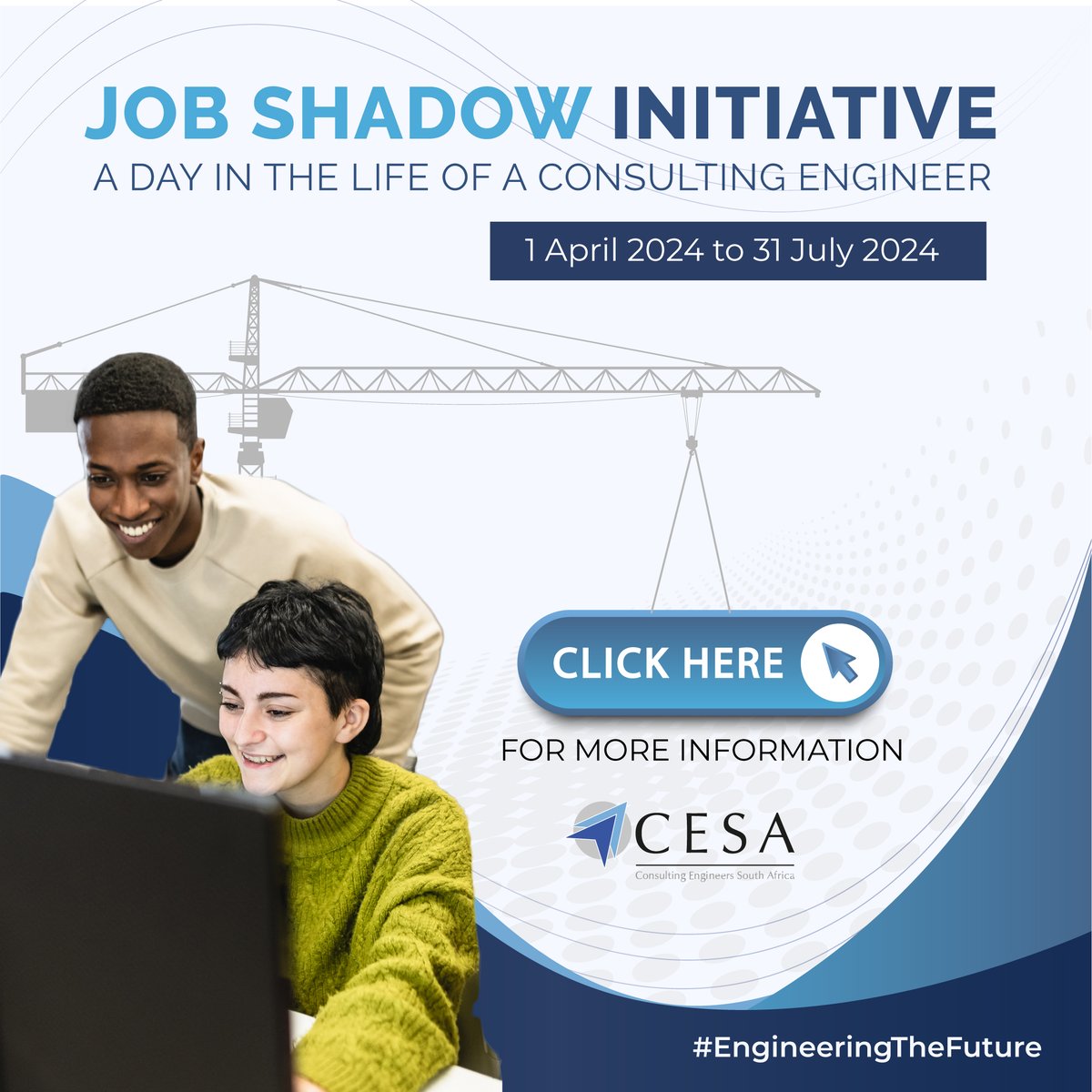 The_CESA's tweet photo. CESA invites all consulting engineering firms, their clients and schools to participate in the Annual Job Shadowing Initiative. Visit: https://t.co/BE1uFVLySw for more information on how to enter.

#EngineeringTheFuture 
#JobShadowInitiative https://t.co/XmlDIdzQmK