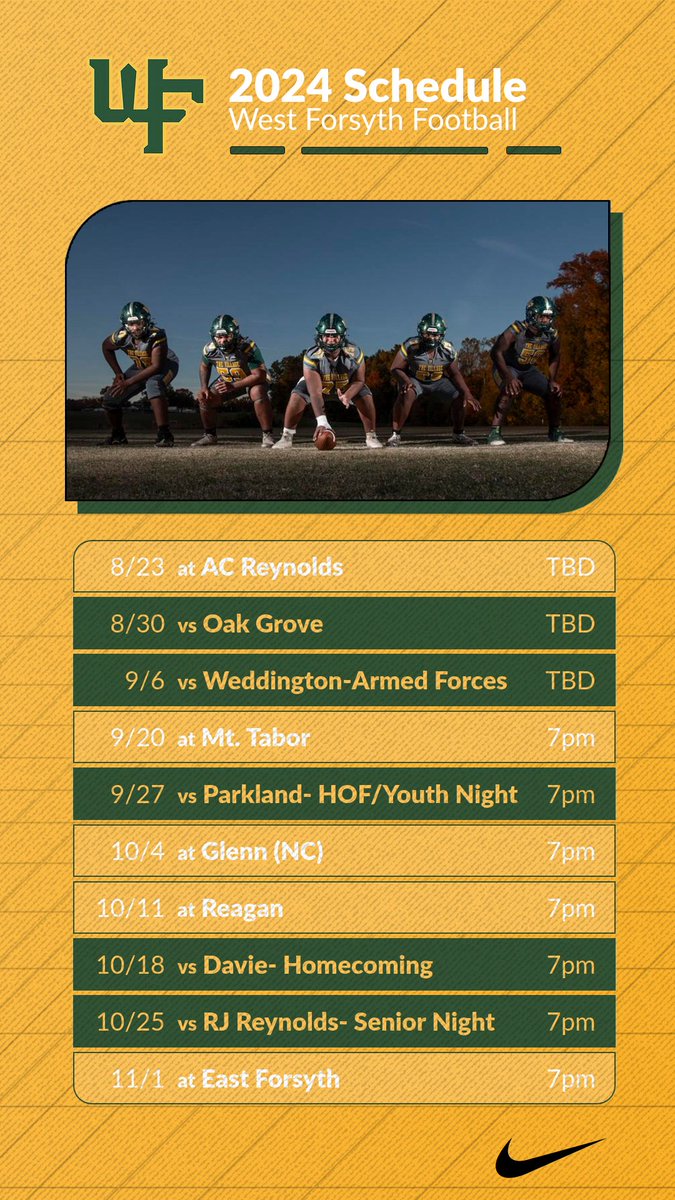 Your 2024 West Forsyth Football Schedule #1More