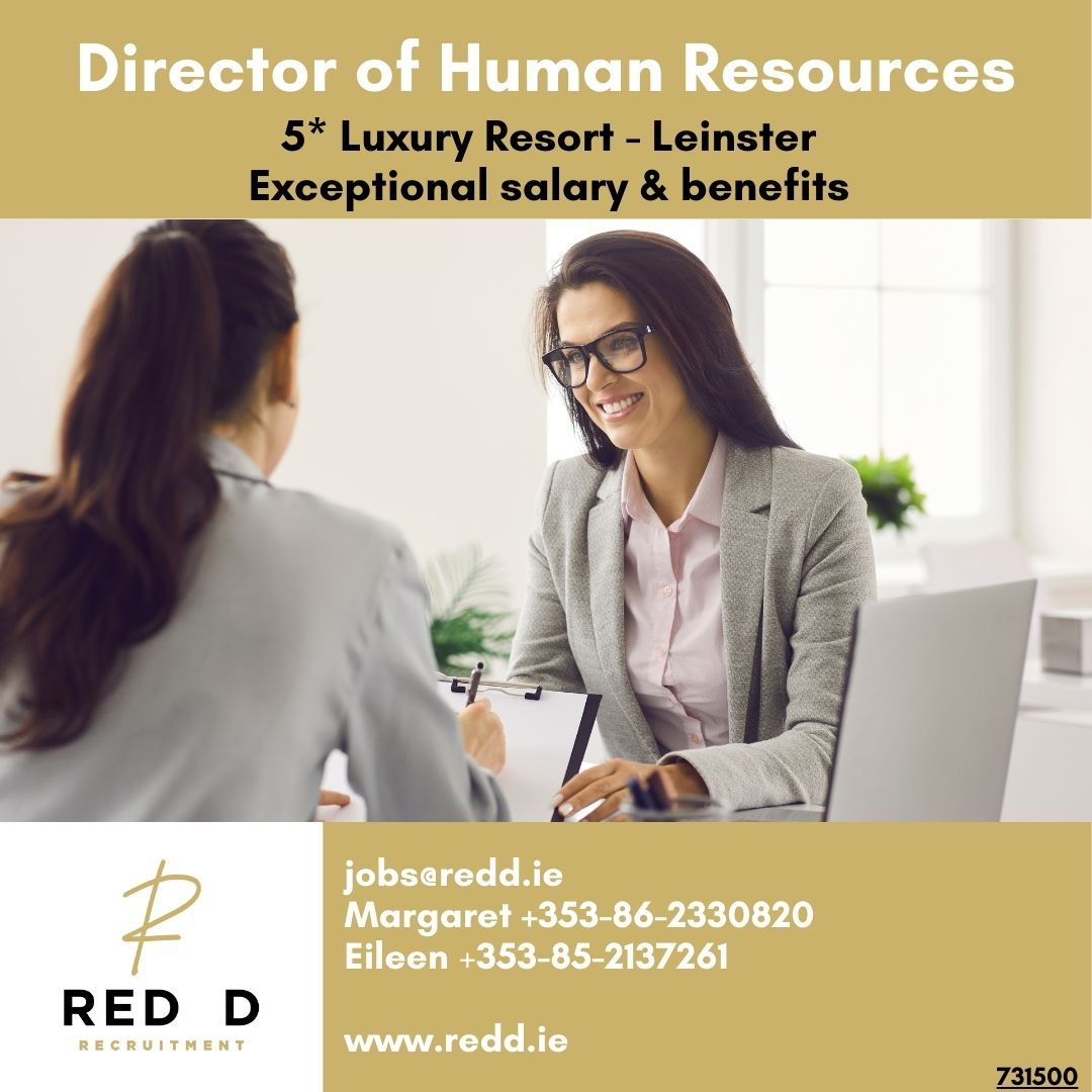 Director of Human Resources – Five Star Luxury Resort Red D are recruiting an exceptional Director of Human Resources to lead the HR team and drive strategic initiatives of a multi-award-winning Five Star Luxury Resort. Click the link below to apply! ⬇ redd.ie/jobs/6057-dire…