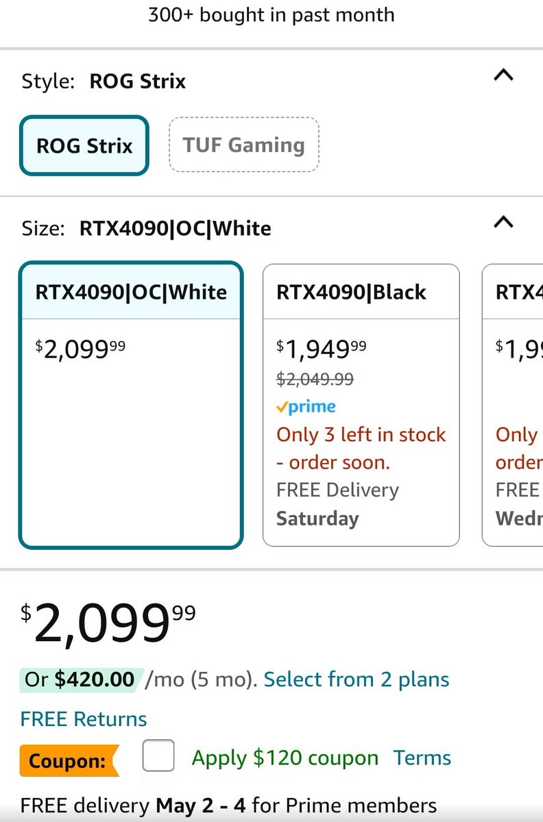 StateOverse's tweet photo. โ ๏ธ๐ฅDISC ALERT๐ฅโ ๏ธ
#Statoversians!
๐๐๐
๐ซถ
NVIDIA RTX 4090 Series ASUS ROG-STRIX-RTX4090-O24G-WHITE is AGAIN on Amazon ($2,035.00)!
#StateOTech #Gaming #GamersUnite #GamingNews
TSO'VIN!!
https://t.co/ZSNvHfT8tc #ad https://t.co/3DIAz3YrHV