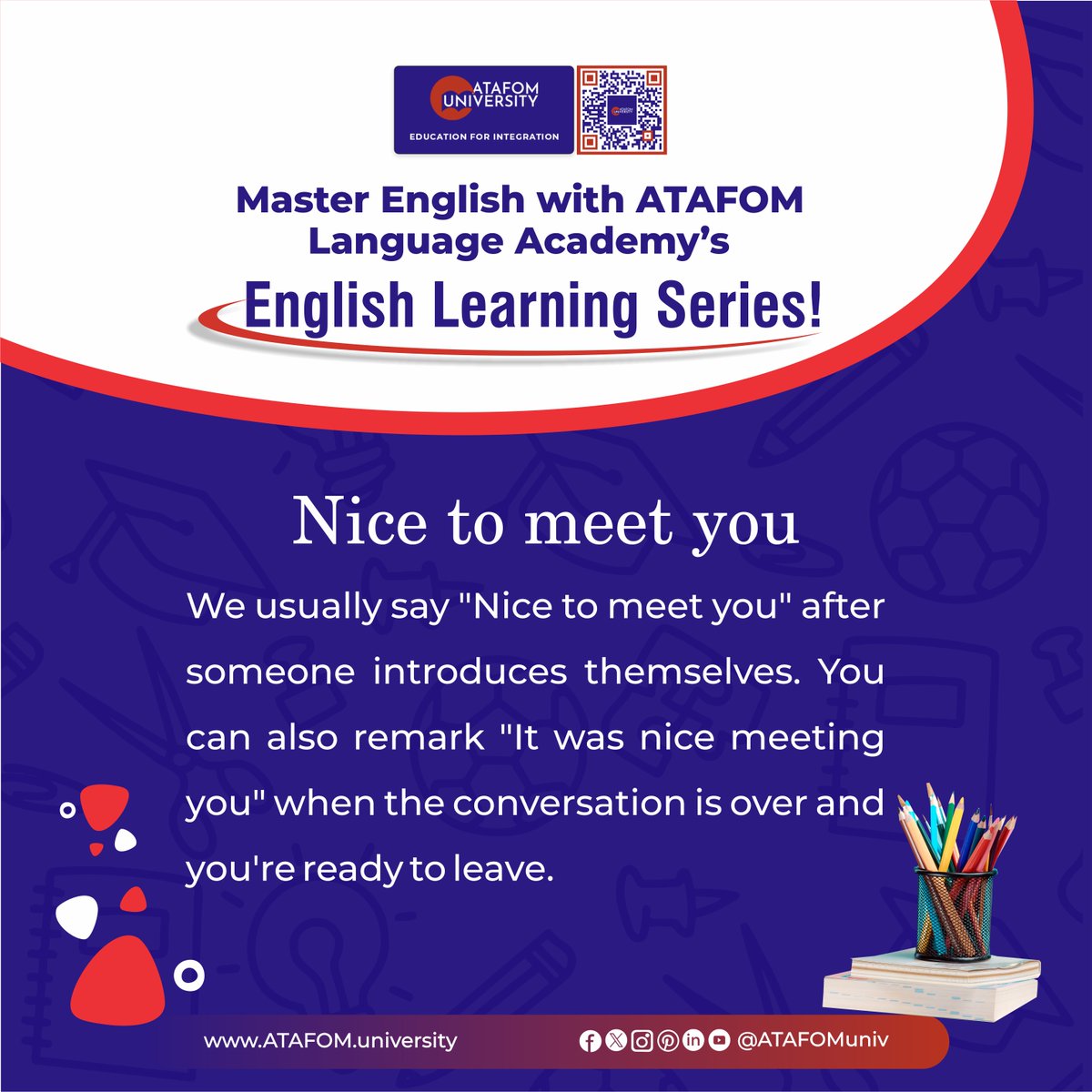 Master English with ATAFOM University's immersive series!

Elevate your language skills and unlock new opportunities. Enroll today!

#ATAFOMUniversity #LanguageMastery #EnglishLanguage #EducationForAll #LearnEnglish #LanguageLearning #HigherEducation #ATAFOM…