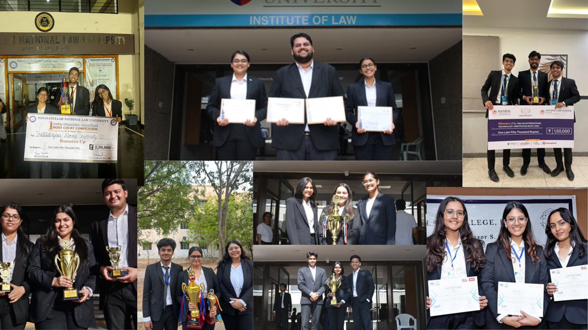 We're proud to highlight the outstanding achievements of our Institute of Law's students in various Moot Court Competitions! Their exemplary legal prowess, research finesse, and advocacy skills have brought immense pride to the Nirma University. #NirmaUniversity #Law #NirmaUni