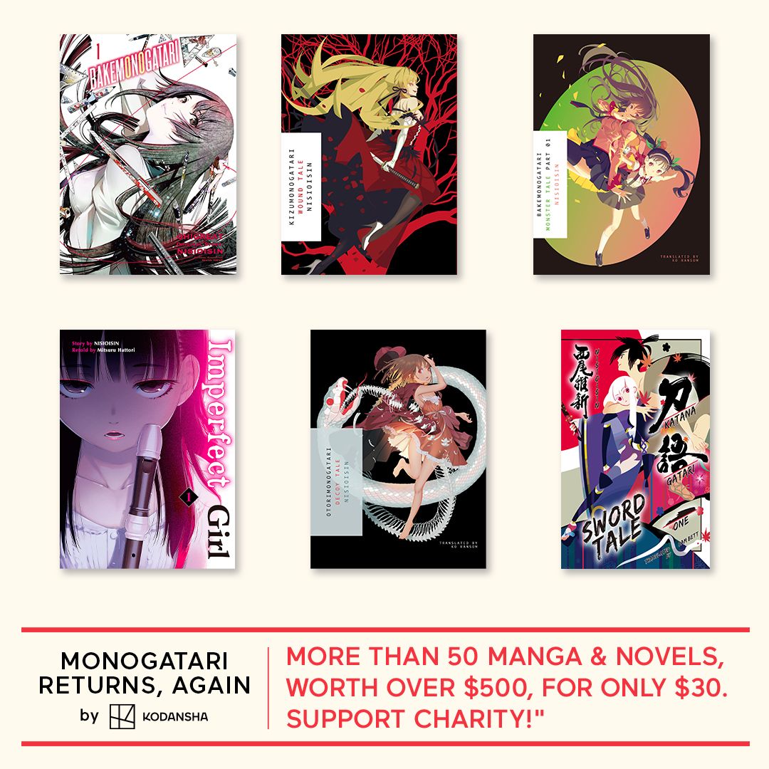 The final countdown begins on $500 worth of #NISIOISIN titles manga, light novels, and audiobooks with @humble Bundle! Each bundle sold a portion going to support @BINC foundation: ow.ly/sEmy50R8Hl6