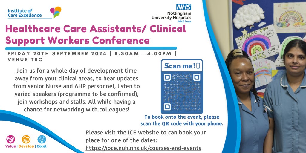 NUH Nursing (@nuhnursing) on Twitter photo 📢Calling all HCAs and clinical support workers at <a href="/nottmhospitals/">Nottingham University Hospitals</a>!
Join us for a whole day of development time away from your clinical areas to join workshops and stalls, all while having a chance for networking with colleagues!
Book your place here: bit.ly/3Z19uMQ 📢Calling all HCAs and clinical support workers at <a href="/nottmhospitals/">Nottingham University Hospitals</a>!
Join us for a whole day of development time away from your clinical areas to join workshops and stalls, all while having a chance for networking with colleagues!
Book your place here: bit.ly/3Z19uMQ