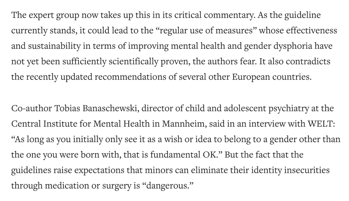 Last month, the final draft of the German 'Gender Incongruence and Gender Dysphoria in Childhood and Adolescence” guideline drew attention for the highly medicalization-focused nature of its recommendations.
 
In response, 15 professors from the German Society for Child and