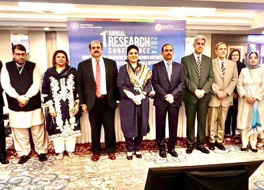 pcsndu's tweet photo. Honourable A/HoD PCS, Prof. Dr. @ArshiHashmi chaired the session at 1st Annual Research Conference 2024 on “Understanding Terrorism in Newly Merged Districts (NMDs)” organized by NACTA in collaboration with the UN office on Drugs and Crimes on April 25, 2024. https://t.co/CxyoJ13afx