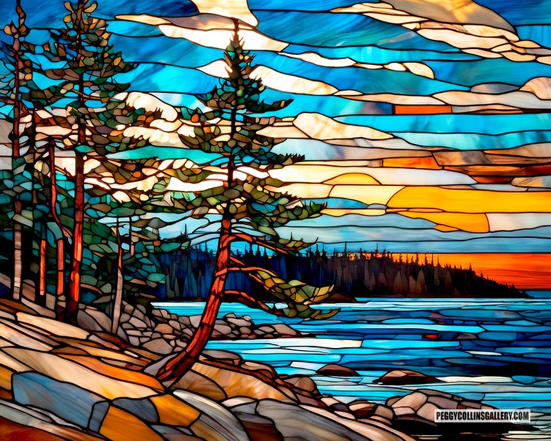 My latest attempt at 'stained glass', available as prints & other products... peggy-collins.pixels.com/featured/lake-… #lake #sunset #landscape #art #trees #wallartforsale #wallart #artprints #artforsale #fineart #decor #gifts #giftideas #interiordesign #homedecor #MothersDayGifts #MothersDay