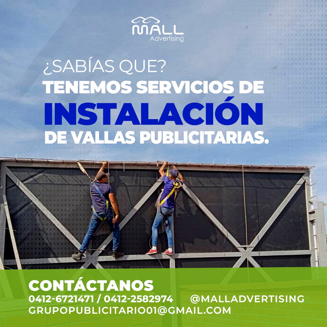 AdvertisingMall's tweet photo. Contamos con servicios de instalación y mantenimiento  para tus proyectos especiales en Publicidad Exterior.
Contáctanos! https://t.co/chgyAhlYk6