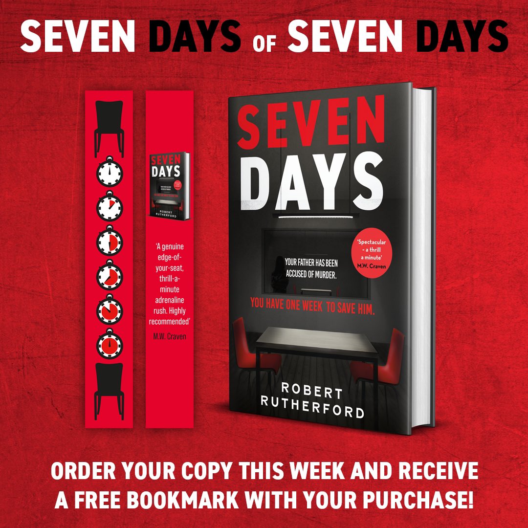 #SevenDays merch with every purch (see what I did there) Courtesy of the lovely folks at @HodderFiction anyone buying a copy of #SevenDays from @bertsbooks or @ForumBooks gets a freebie thrown in - bookmarks all round! #book #BookTwitter #free #giveaway #crimefiction