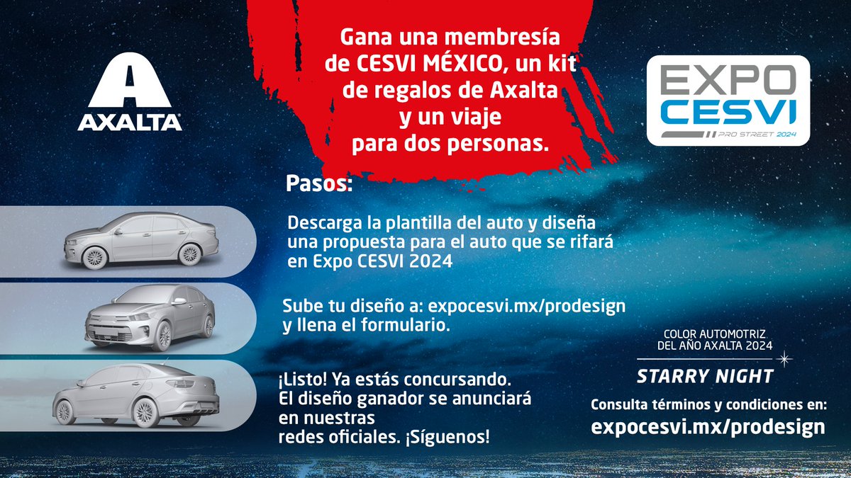 Axalta Latinoamérica (@axaltalatam) on Twitter photo ¿Un viaje para dos a la playa y una membresía para capacitarte en <a href="/CESVIMEXICO/">CESVI MÉXICO</a>? ¡Por qué no! Participa en el concurso de diseño PRODESIGN y podrías ser el ganador. Conoce más 👉 expocesvi.mx/prodesign ¿Un viaje para dos a la playa y una membresía para capacitarte en <a href="/CESVIMEXICO/">CESVI MÉXICO</a>? ¡Por qué no! Participa en el concurso de diseño PRODESIGN y podrías ser el ganador. Conoce más 👉 expocesvi.mx/prodesign