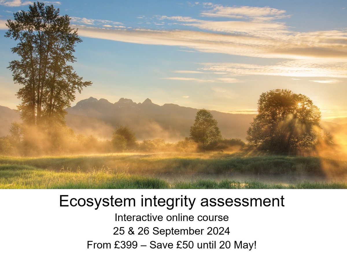 #training @UK_CEH Ecosystem Integrity Assessment 25 & 26 September Interactive online course From £399 Save £50 early bird discount until 20 May! ceh.ac.uk/training/ecosy… PL RP @rios_lab @RisserHannah @RnfrstAlliance @Rothamsted @RSKGroup @RTPI_LONDON @rwtwales @sacrevert