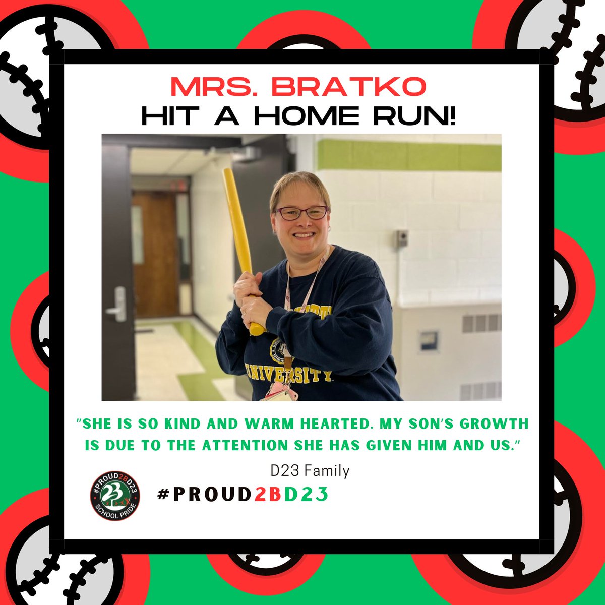 Batter up! The @PHSD23 staff are hitting home runs for our students, families, and colleagues! Which staff member will round the bases next? Stay tuned! #PROUD2BD23! ⚾️ @Dangelaccio @CraigCurtisD23 @AmyMcP_BAMMP @D23Eisenhower @D23Ross @D23Sullivan @D23MacArthur