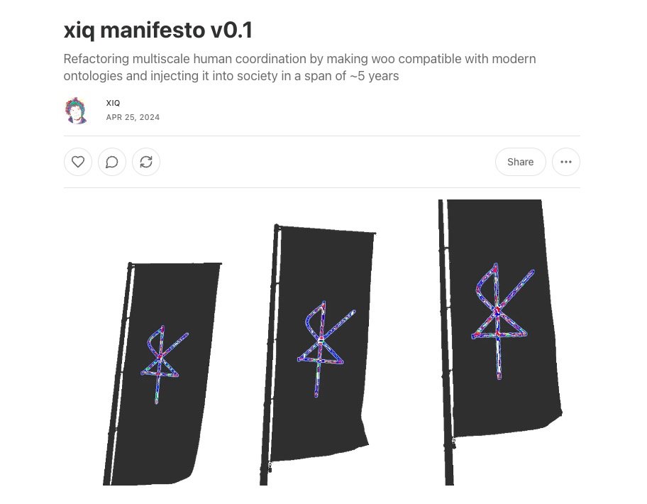 I wrote a manifesto!  

it's about the way I live my life

it's also about refactoring multiscale human coordination by making woo compatible with modern ontologies and injecting it into society in ~5 years

hope it'll reach new collaborators and advisors 

(link in reply :)