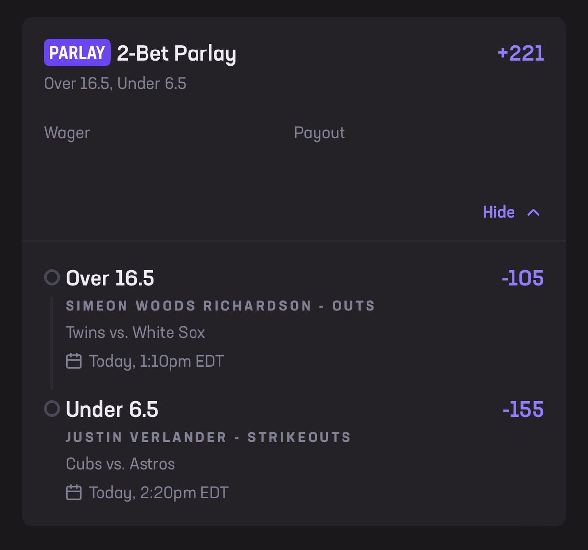 ShepWinsBets's tweet image. 04/25/24 MLB Dingers:

Woods-Richardson “O” 16.5 outs -105
Verlander “U” 6.5 Ks -155
Berrios “O” 17.5 outs -145
Peralta “O” 17.5 outs -105
Soroka “U” 4.5 Ks +105
Gore “O” 15.5 outs -115

We continue our sensational 29-7 MLB run. If you’re not tailing, you’re missing out!
#MLB