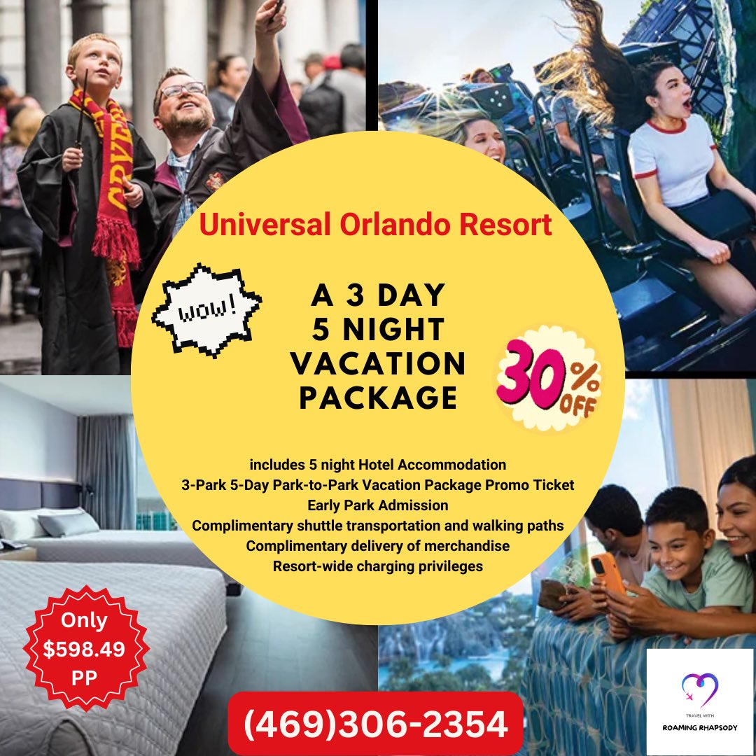 🚨UNIVERSAL ORLANDO RESORT VACATION DEAL🚨

#universalorlando #florida #familyvacation #vacationideas #familyfun #universalsaventurahotel #islandsofadventure #universalvolcanobay #wizardingworldofharrypotter #travelphotography #wanderlust #exploremore #traveladdict #instatravel