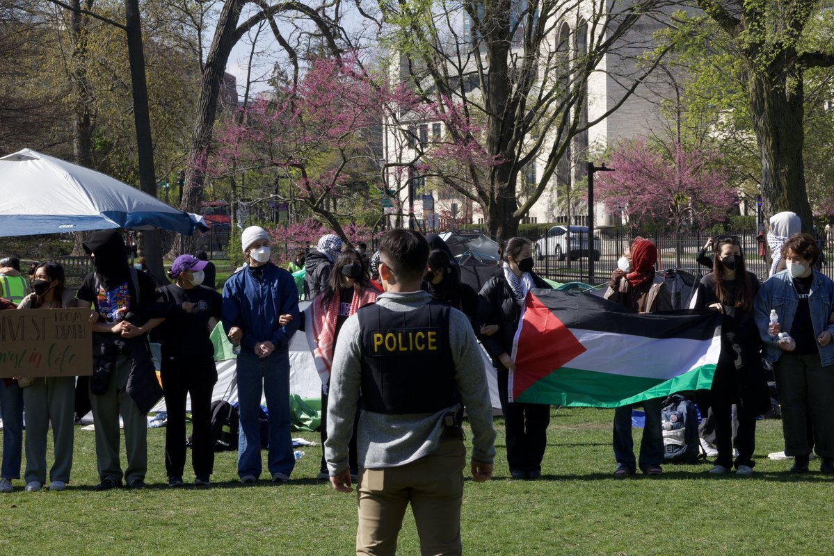 Current scene at Northwestern University after a Pro-Palestinian tent encampment was built on campus