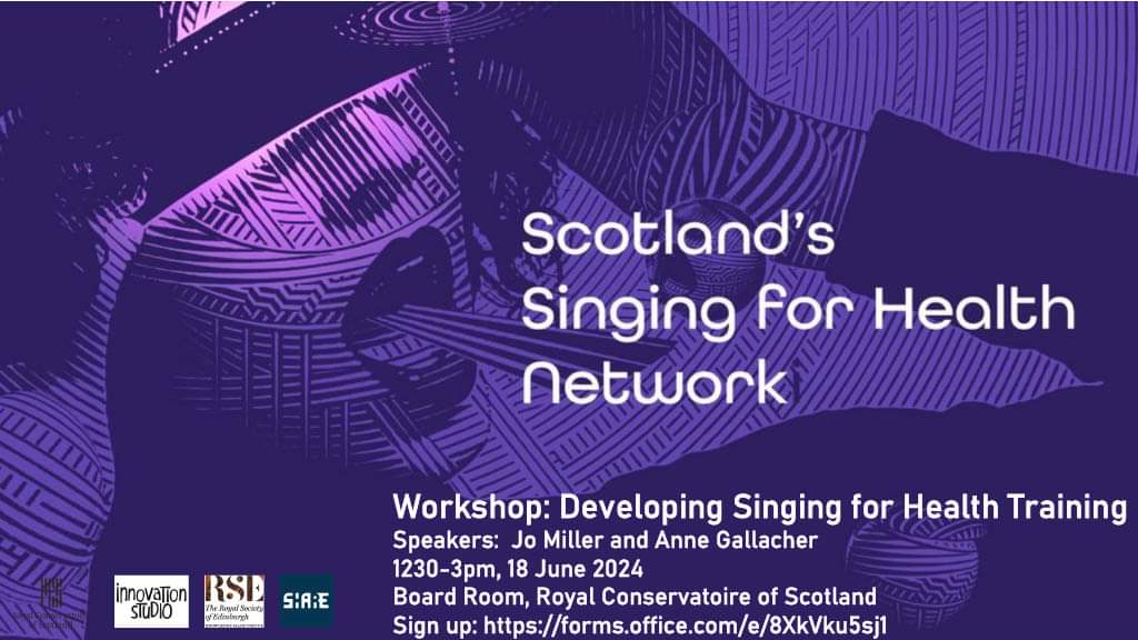 ScotSingHealth's tweet photo. Our second workshop on Buildings Singing for Health Training and Peer Support will take place 1230-3pm on 18 June @RCStweets. Full details are on our website: https://t.co/Tc3DJR4sQd. Please come along! @rcs_innovation @geographysings @BreeRob_Kirk @TRACScot @LuminateScot https://t.co/p4OCvLy1SZ