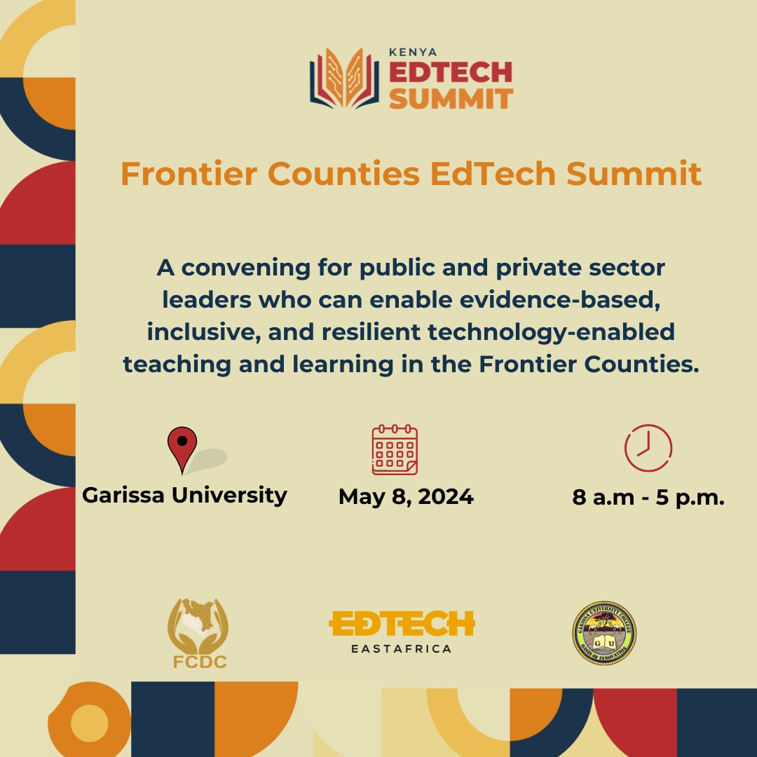 On the 8th of May, 2024 at @GarissaUni we will be having the first FCDC Edtech summit. Great speakers and showcase in place. Yours truly will be there showcasing and speaking at the event. @FCDCKenya @EdTechEAfrica Register edtech-east-africa.ck.page/0bc4bdfa36