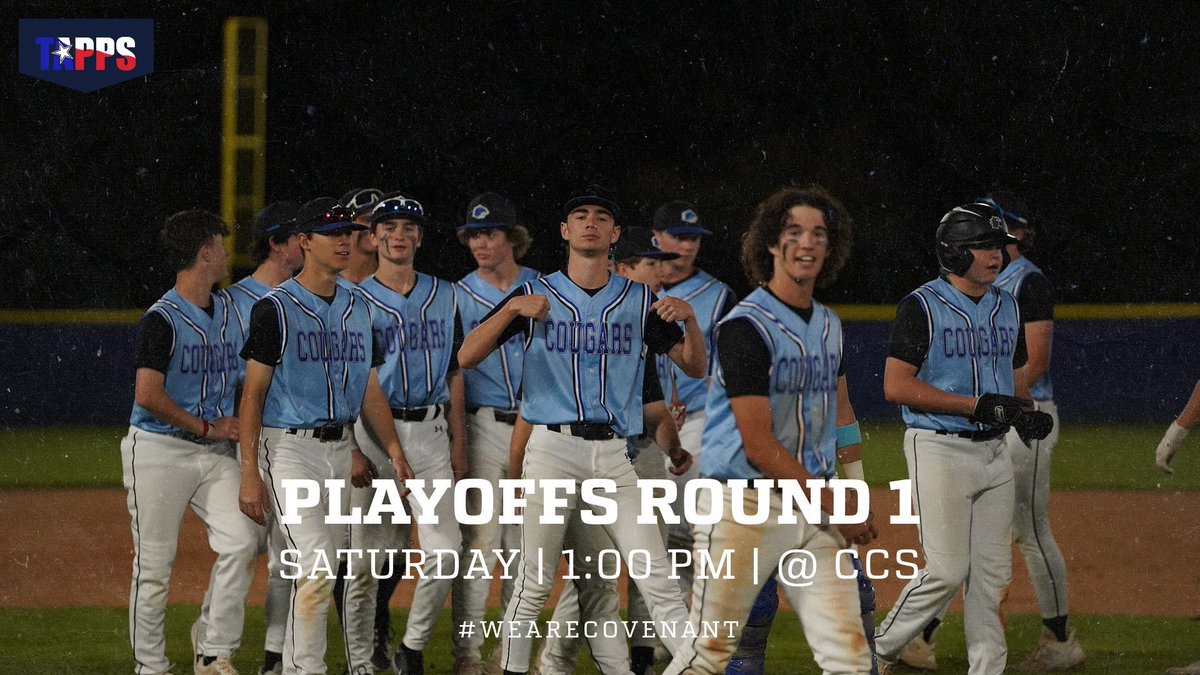 CLEAR YOUR SATURDAY AFTERNOON SCHEDULE!! The Cougars are ready to host Bracken Christian in a must-see PLAYOFF showdown! Get out and watch the district champions do what they do best- WIN! First pitch- 1pm @ CCS