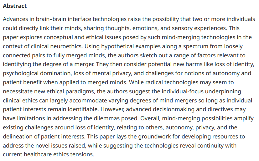 The Neuroethical Frontiers of Brain-to-Brain Interfaces cambridge.org/core/journals/… hmmm