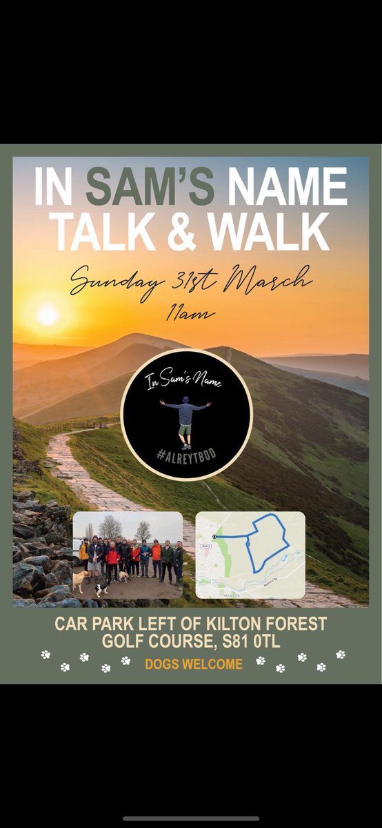Another double header with our final meeting of the month takes place with our male Worksop tonight this evening, followed by our monthly walk on Sunday. 

Details for both events are on the poster below.

#mentalhealth #sundaystroll #worksoptownfc #worksoptown #walks #bassetlaw