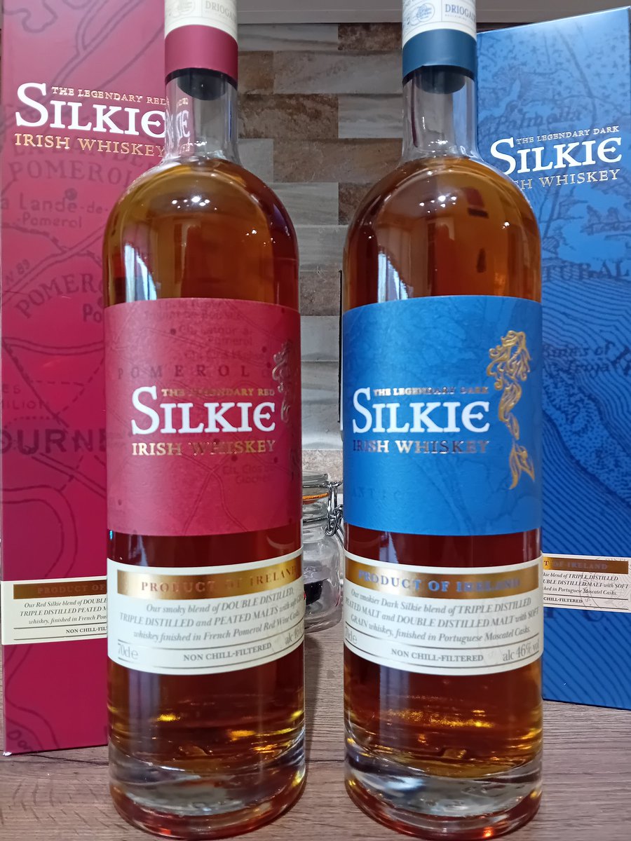 A swift delivery from @SliabhLiagDistl Donegal 💥 Red Silkie finished in French Pomerol red wine casks and Dark Silkie finished in Portuguese Moscatel casks.. sounded interesting so bought them both😁🥃🇮🇪