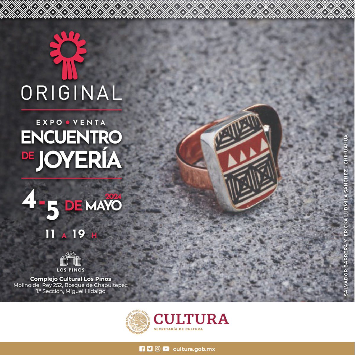 Joyería hecha por manos de creadoras y artesanos de todo el país este 4 y 5 de mayo en la Residencia Oficial de las Culturas de México @CC_LosPinos Entrada libre