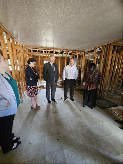 Yesterday, Principal Deputy Assistant Secretary Rich Monocchio & Senior Advisor for Climate Alexis Pelosi were in Lumberton, NC to see the resilience of the community as they relocate & rebuild flood-battered public housing developments outside the Lumber River floodplain. #HUDSE