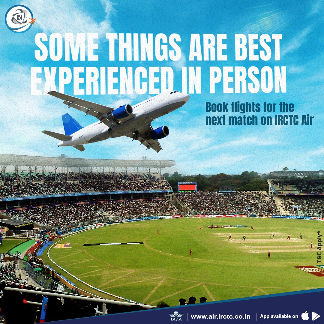 Don't miss out on the thrill of watching an #IPL match at the stadium. Book flights for the next match on air.irctc.co.in or the #IRCTC #Air app and watch it at the stadium. #IPLPlans #IPL2024 #CricketFever #RCBvsSRH #IndianPremierLeague #FlightBooking #AirTickets