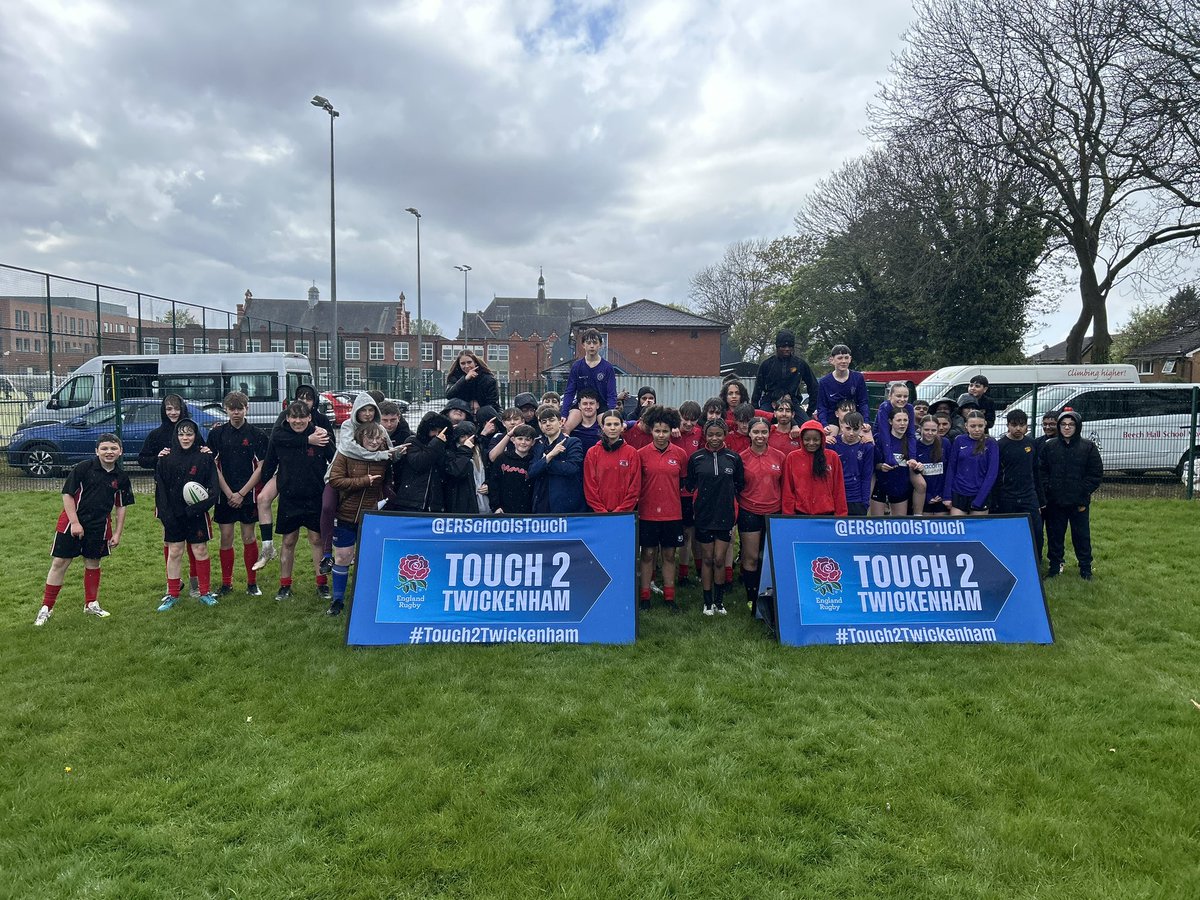 Brilliant afternoon at @WilliamHulmes for the Greater Manchester regional Touch To Twickenham event. Amazing to see players developing in their first experiences of the game @WrightRobinson @withingtonhigh